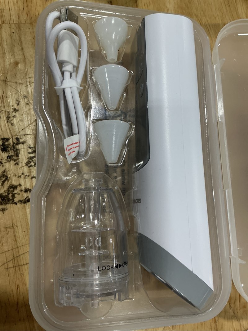 Condition photo showing New/Like New for grownsy nasal aspirator for baby, electric baby nose sucker with larger suction chamber and more powerful suction, automatic nose cleaner with music and light soothing function grey