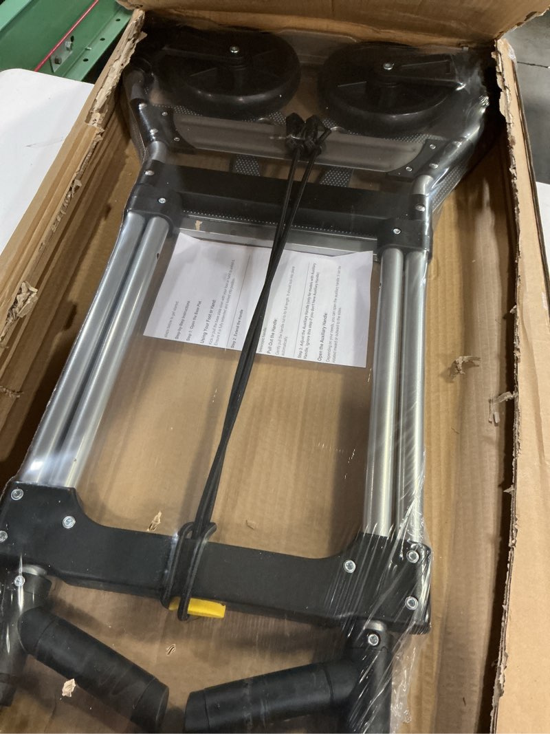 Condition photo showing New/Like New for folding hand truck dolly cart,340lb capacity portable aluminum dolly cart with telescoping handle and 7 inch rubber wheels for moving,shopping,travel,office use