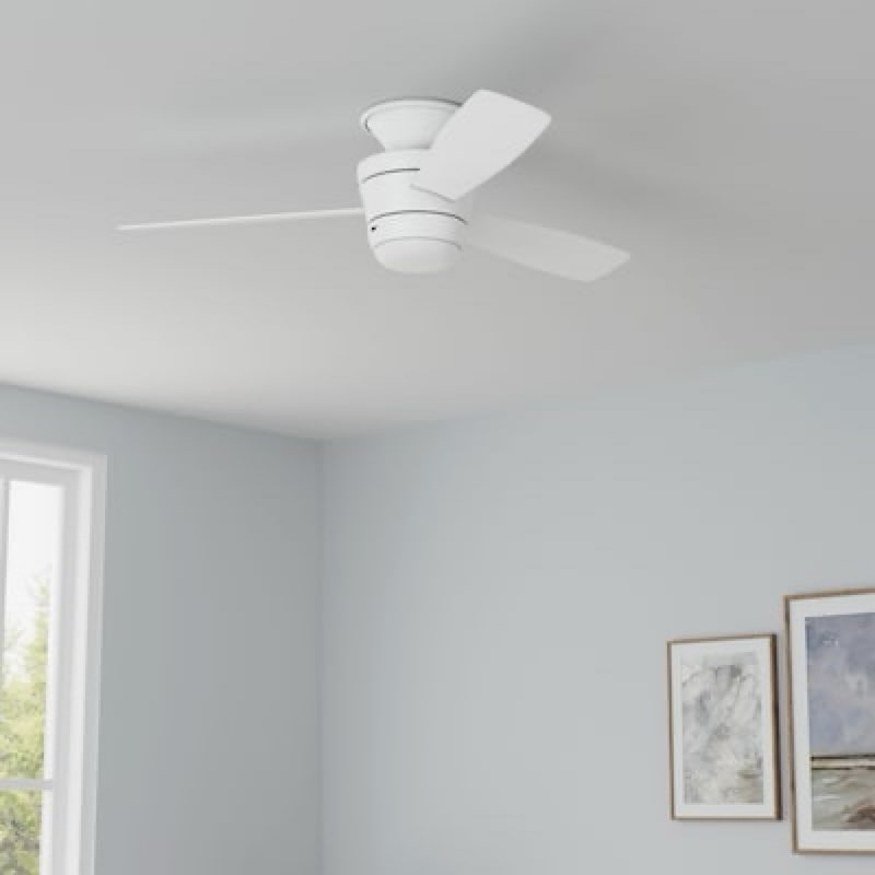 500+ bought last week harbor breeze mazon 44-in white with white/driftwood blades led flush mount ceiling