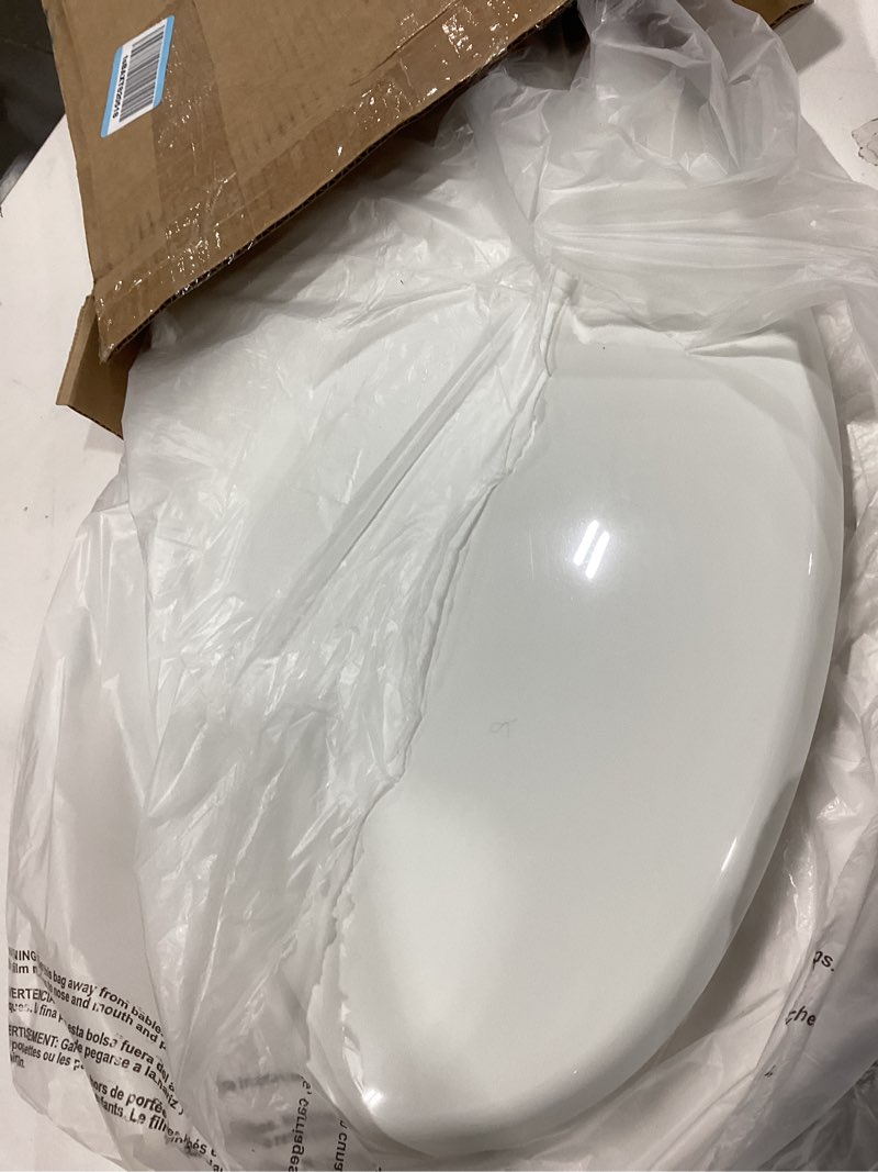 Condition photo showing As Is for little2big toilet seat with built-in toddler potty training seat, slow close, easy to install, made in usa, elongated, white
