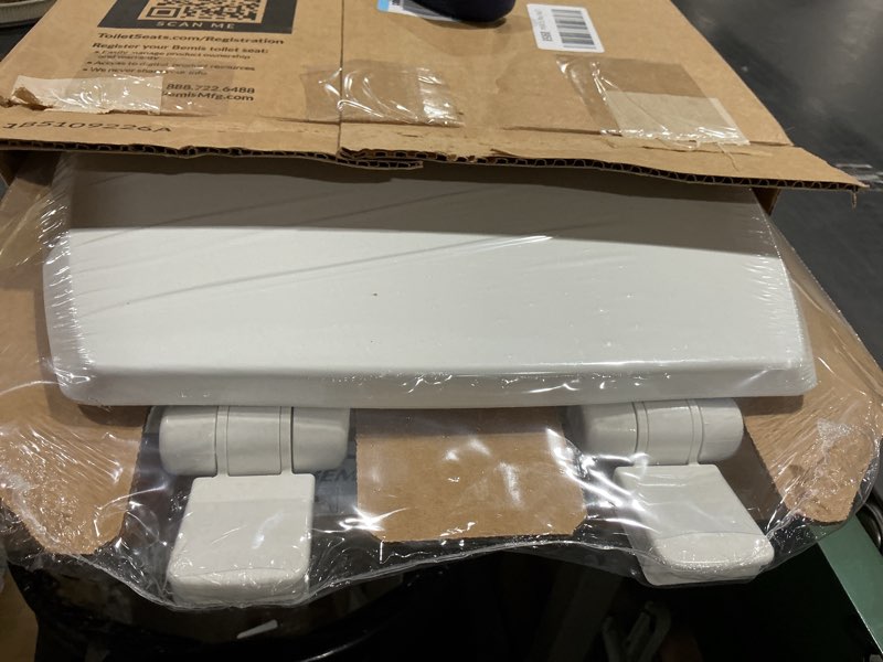 Condition photo showing Good Condition for mayfair cassel slow close toilet seat, easy clean, non slip premium wood seat, easy install, made in usa, elongated, white elongated 1 - toilet seat