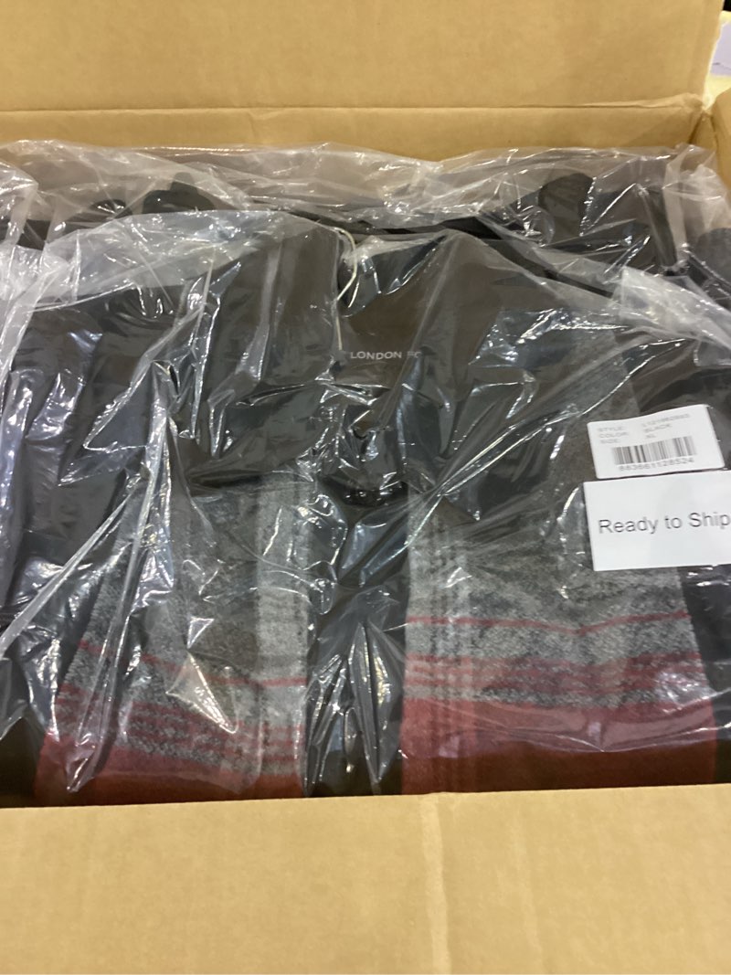 london fog women's single-breasted wool coat with scarf, black, xl