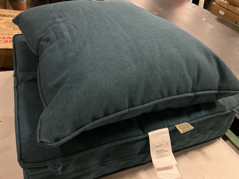 Condition photo showing Good Condition for allen + roth with stainmaster 25-in x 25-in 2 -piece (set of 4) navy madera linen deep seat patio chair cushion