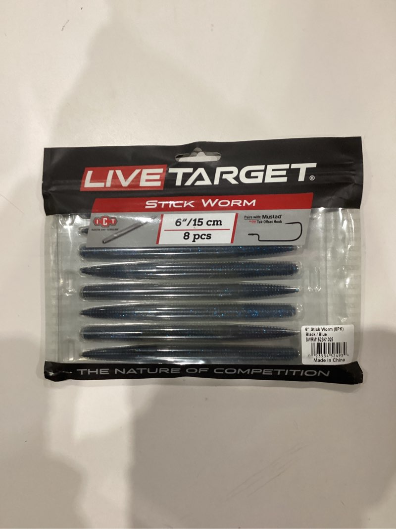 Condition photo showing As Is for 6" Stick Worm-blk/Blue