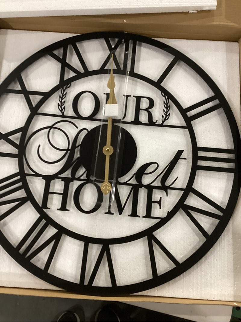 LBC.JzJu24inches/60cm Large Wall Clocks Battery Powered No Ticking Silent Round Black Modern Unique 