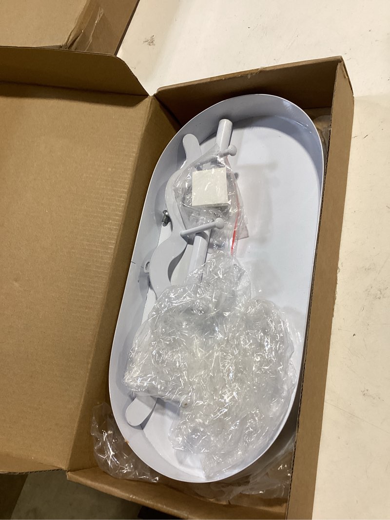 Condition photo showing As Is for pearl-white metal key bowl holder for entryway & desks, contains 4 hooks,tray,wave-shaped design key holder,multipurpose organizer for keys,mail, jewelry, trinkets,purse.non-slip table décor