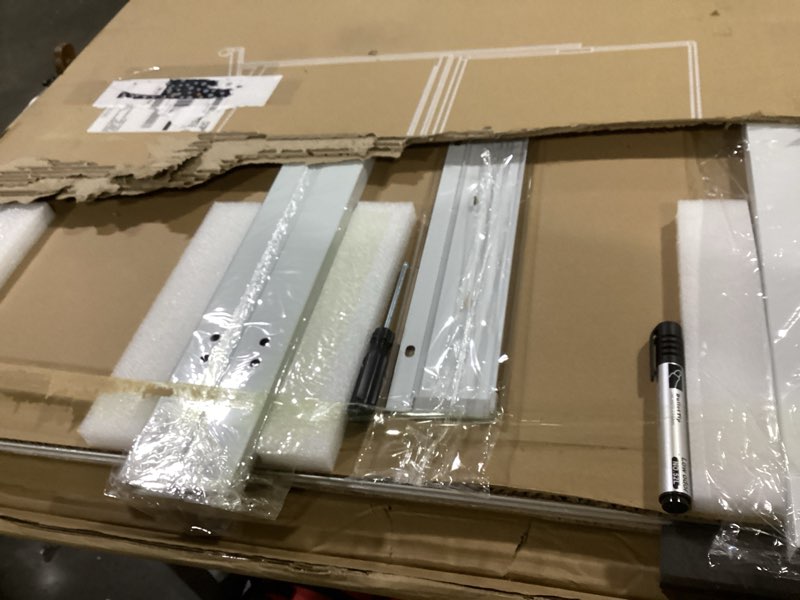 Condition photo showing As Is for maxtek rolling white board on wheels 48x32 inch double side magnetic dry erase board with stand, aluminum frame easel mobile standing whiteboard for office, classroom & home silver 48x32