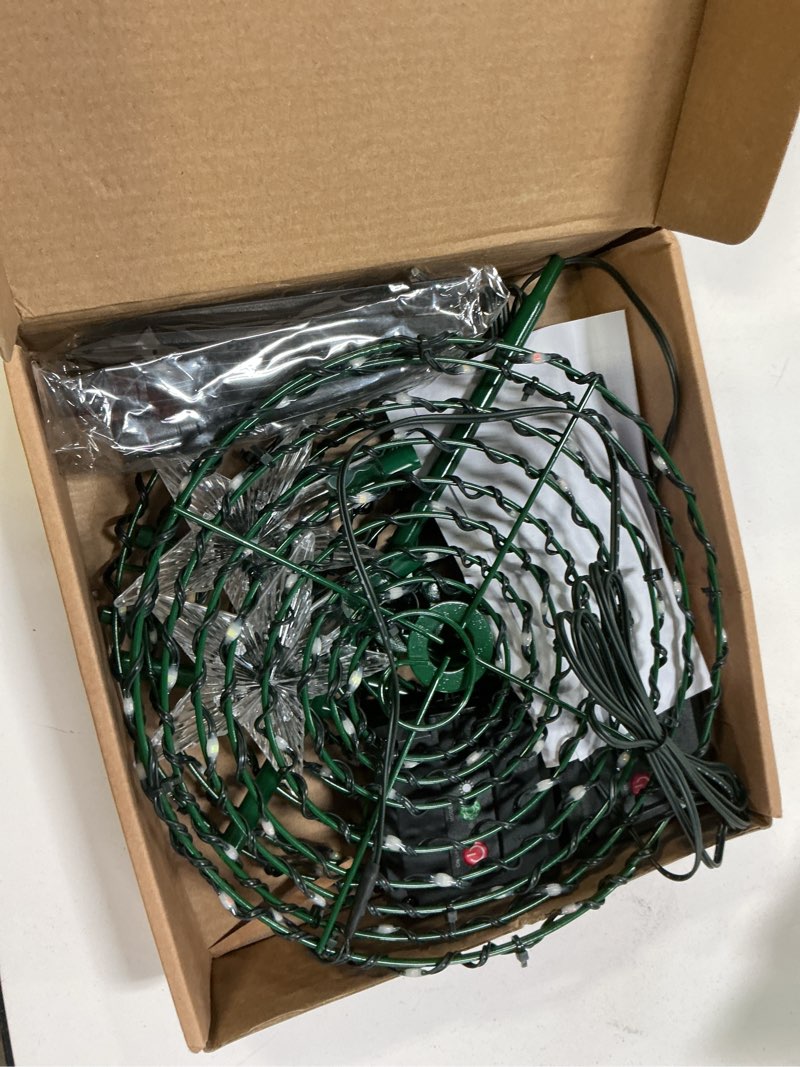 Condition photo showing Good Condition for Outdoor Christmas Decorations, 2 Pack 29'' Spiral Solar Christmas Tree Lights, 8 Modes Solar Pathway Lights, Waterpoof Light up Prelit Xmas Tree for Garden Patio Yard Walkway Driveway?multicolor? Multicolor 29in