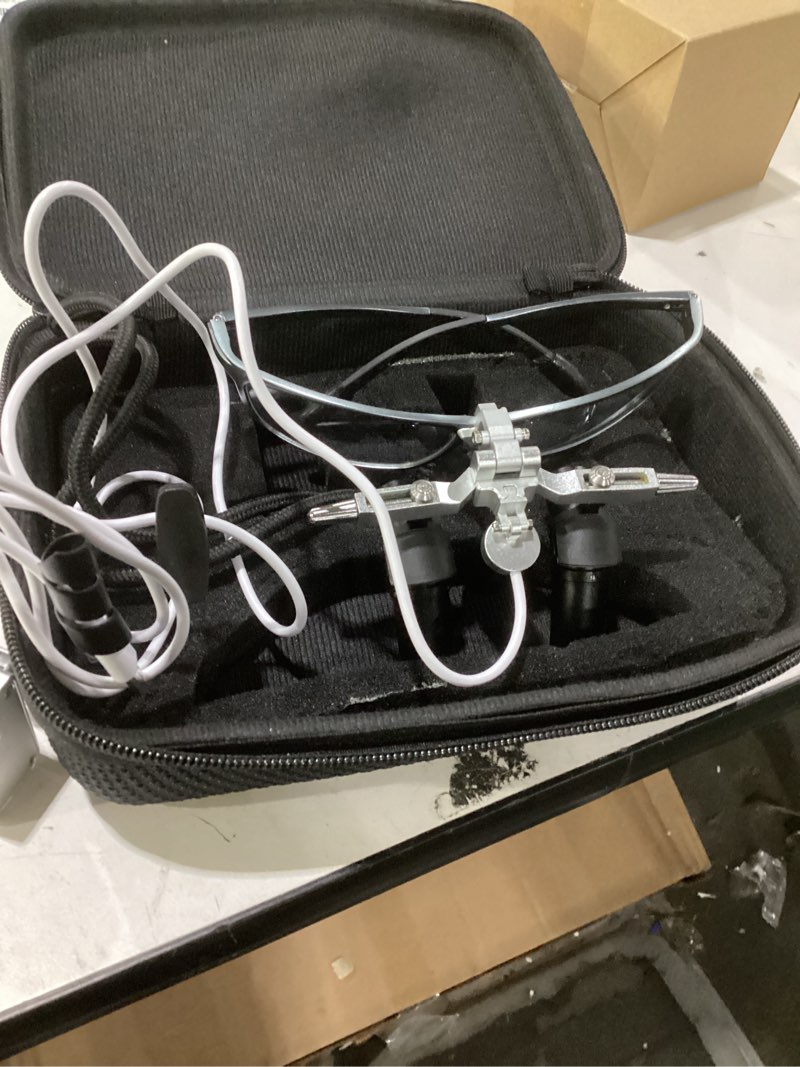 Condition photo showing Good Condition for Dental Ergonomic Binocular Loupes 48° 5.0X Ergo Loupes Working Distance 350-450mm Surgical Magnifying Glasses, 5W LED Headlamp Four Level Adjustable (5.0X with LED Light)