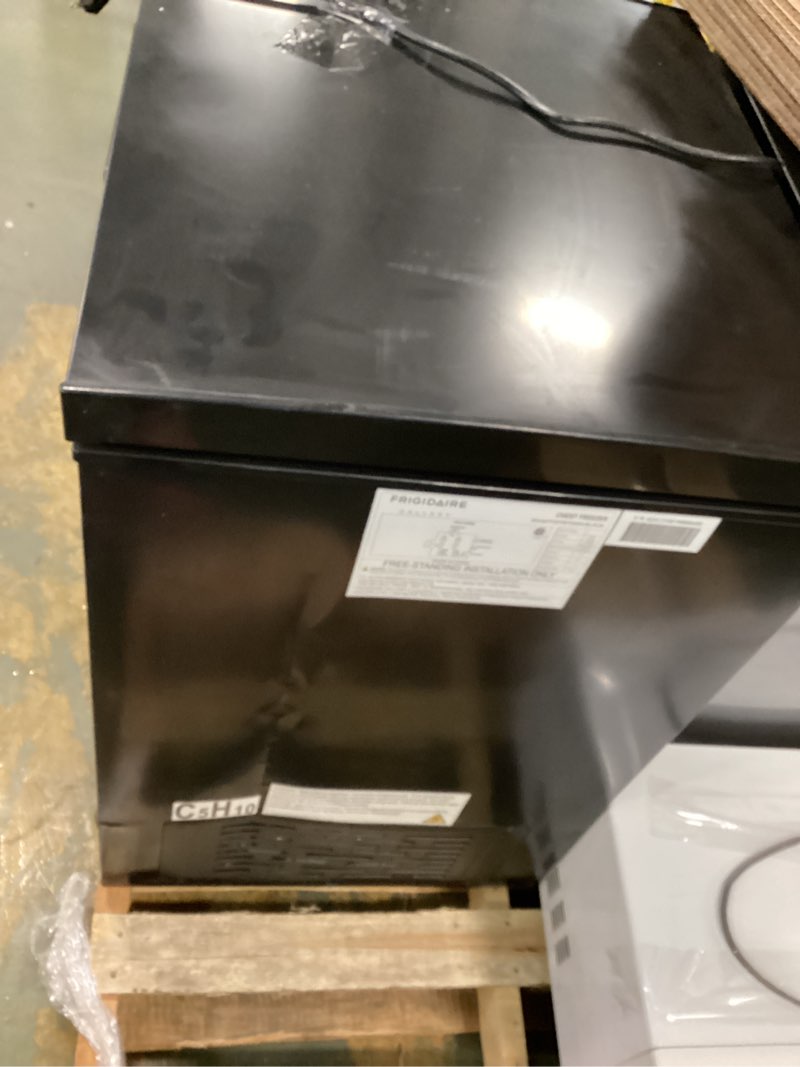 Condition photo showing As Is for Avanti Garage Ready Chest Freezer, 5.0 cu. ft. Capacity, in Matte Black (?AVCF50MB)