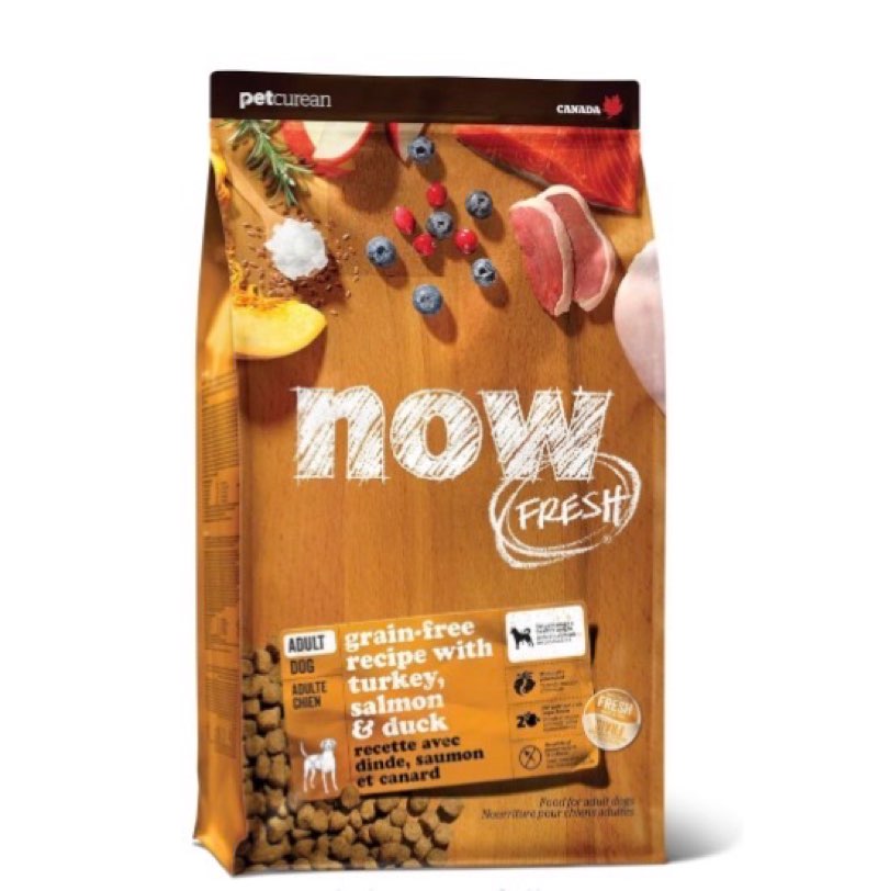 Now Fresh Grain-Free, Dry Dog Food, Real Meat and Fish, Turkey, Salmon and Duck Adult Recipe, 3.5lbs., (best by Dec. 12,2025)