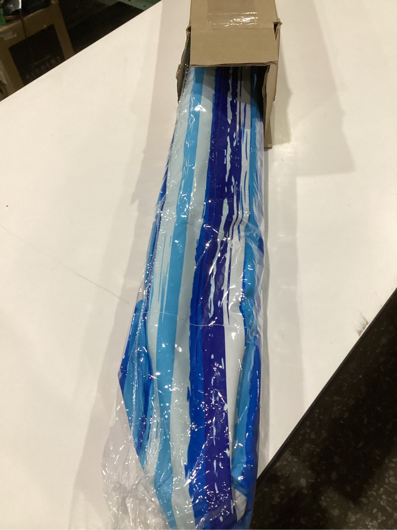 Condition photo showing Good Condition for blissun 7.2' beach umbrella with sand anchor, outdoor portable beach umbrella for sand with tilt pole, carry bag, air vent blue & white