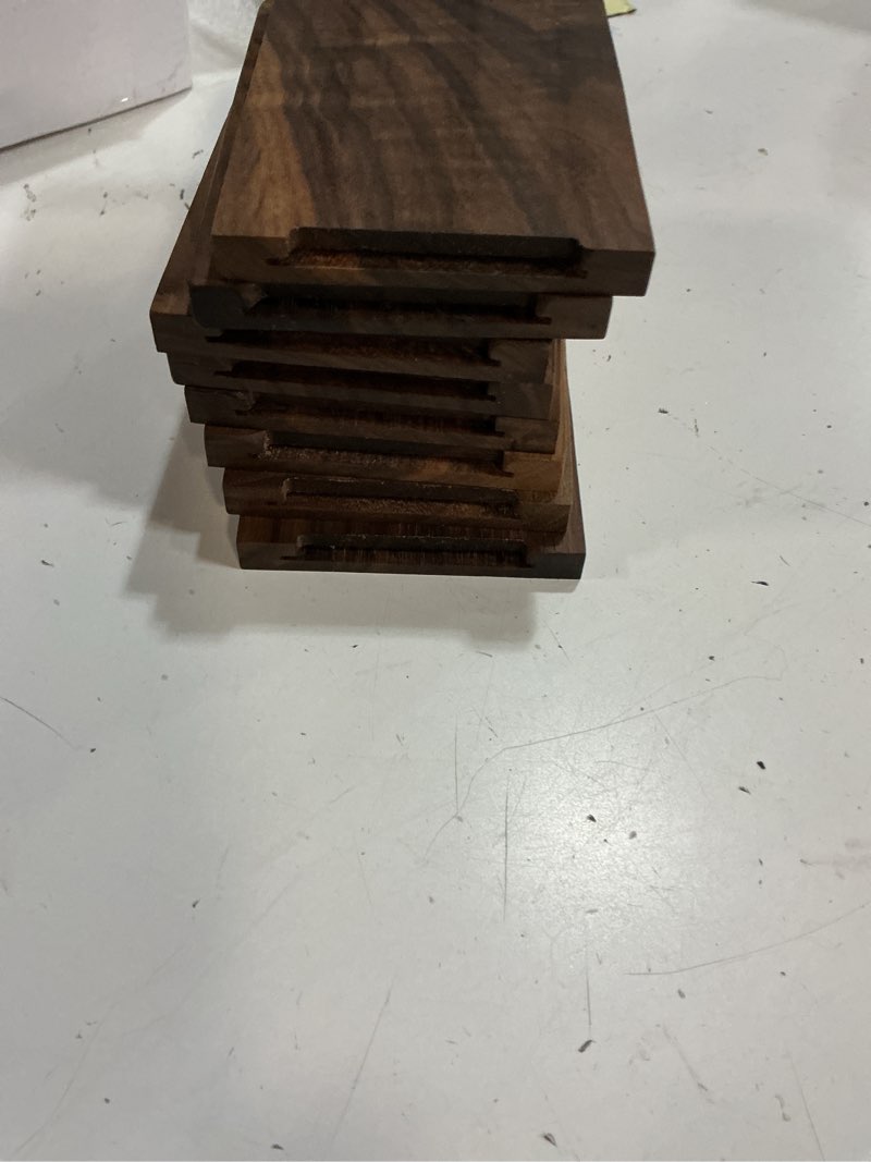 Condition photo showing As Is for eaasty 4 pairs wooden bookends for heavy books, walnut wood book holders, sturdy non-skid book stops for shelves and office desk, 5.2 x 3.2 x 4.2 inches