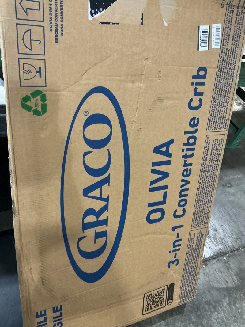 Condition photo showing Good Condition for graco olivia 3-in-1 convertible crib – greenguard gold certified, 100% solid wood, fits standard baby crib mattress, converts to toddler bed and daybed, 4 adjustable mattress heights (sage) | greenguard gold certified, solid wood, fits standard baby crib mattress, converts to toddler bed & daybed, 4 mattress heights crib sage
