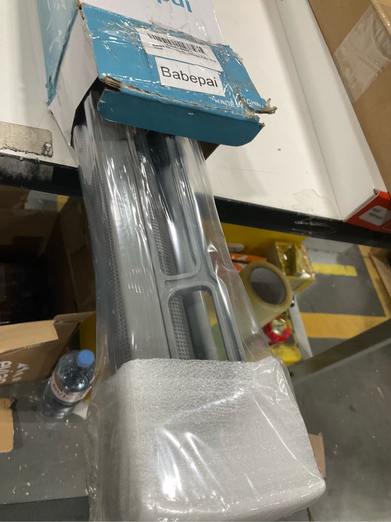 Condition photo showing Good Condition for Babepai Retractable Baby Gates Extra Wide | 55" Wide x 38" Tall Dog Gates for Stairs | Indoor/Outdoor Use | Child Gates for Doorways, Deck, Porch, Hallways, Patio - Gray A-grey 55" Wide x 38" Tall - Drilling