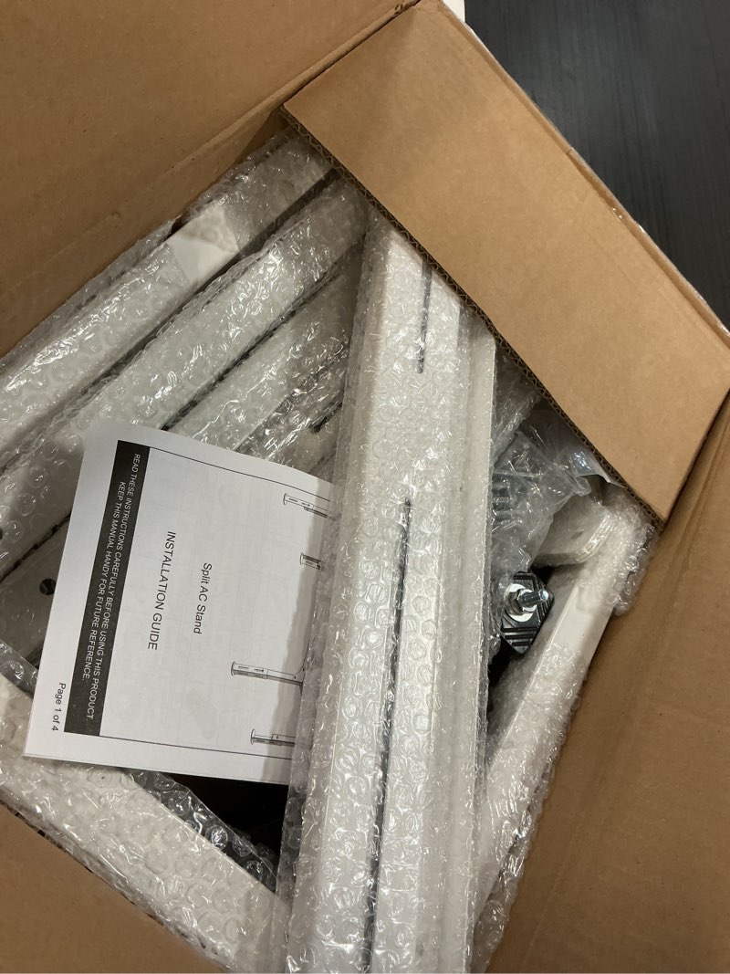 Condition photo showing Good Condition for anti-vibration mini split stand for 9,000-24,000 btu ductless mini split air conditioner heat pump, adjustable heavy duty mini split ground stand for outdoor use, 400lbs load capacity