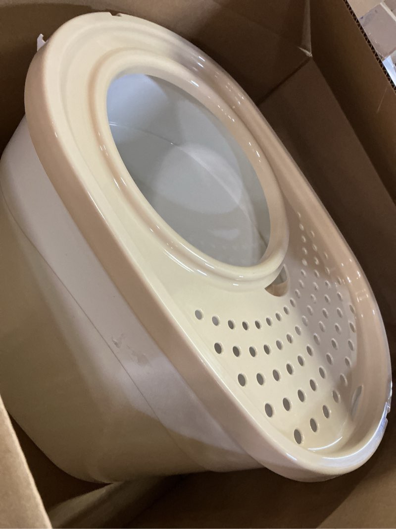 Condition photo showing Good Condition for IRIS USA Top Entry Cat Litter Box, Large Enclosed with Litter Catching Lid and Scoop, Dog Proof, Cat Litter Box, White/Beige Oval White w/ Scoop