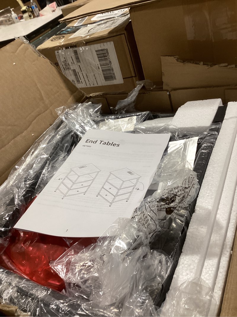 Condition photo showing Good Condition for Night Stand Set 2, Nightstand with Charging Station, End Tables with Storage Shelf for Small Spaces, Bedside Table Side Tables with 2 Fabric Drawers for Bedroom, Rustic Brown, HETS020PBR Rustic Brown Power