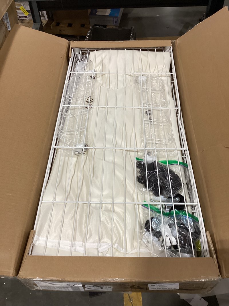 Condition photo showing New/Like New for futassi white clothing rack with beige cover, p1c rolling closets with wheels, metal garment rack for hanging clothes, clothing storage wardrobe, 36.2" w x 16.5" d x 80.5" h, load 450 pounds white rack with beige cover