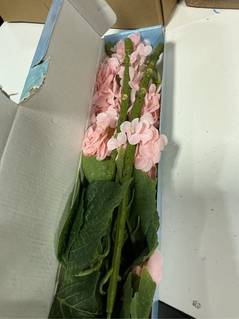 Condition photo showing Good Condition for martine mall 3pcs 21in hydrangea artificial flowers, latex real touch hydrangeas lifelike large hydrangea flowers for home decor party arrangements wedding bouquets centerpieces (light pink) light pink 3pcs