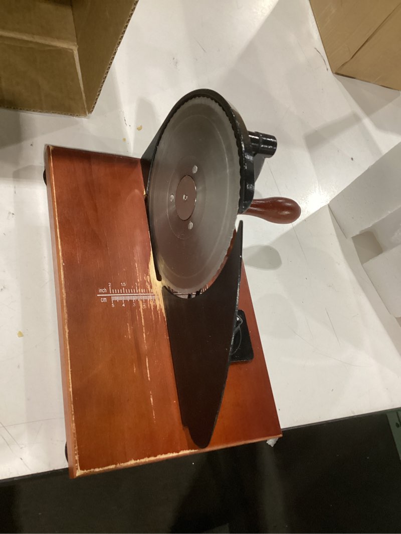 Condition photo showing Good Condition for redants manual bread slicer for homemade sourdough bread, versatile hand crank bread slicer, adjustable thickness for smooth cutting, food grade stainless steel (black)
