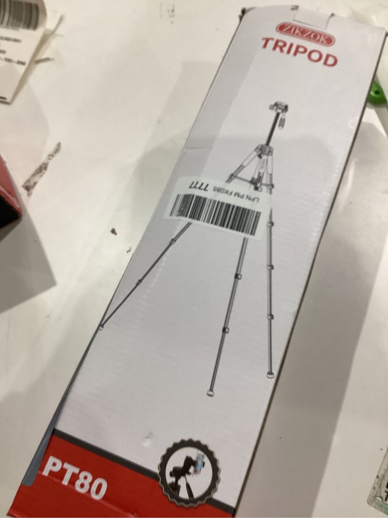Condition photo showing Good Condition for 75" Camera Tripod, Heavy Duty Aluminum Camera Stand for ipad Phone, Travel Tripod with Remote/Carry Bag/Phone Tablet Holder, Compatible with DSLR, Spotting Scopes, Max Load 15 Lb(Grey) Grey-75 inch