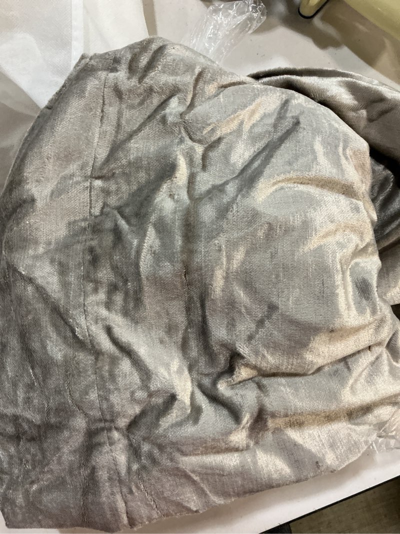 Condition photo showing As Is for quince luster velvet curtain - single panel, 48x84, silver