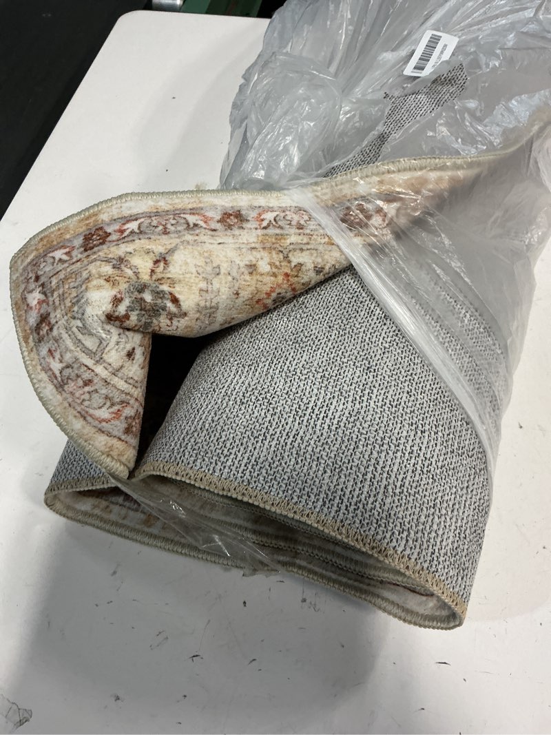 Condition photo showing Good Condition for Madane Hallway Runner Rug 2'6''x10' Kitchen Runner, Non Slip Vintage Runners for Hallways Washable Kitchen Rugs Soft Low Pile 2.5x10 ft Rug Runner for Laundry Room, Entryway and Bedroom, Turmeric/Grey Turmeric/Grey 2'6" x 10' (Runner)