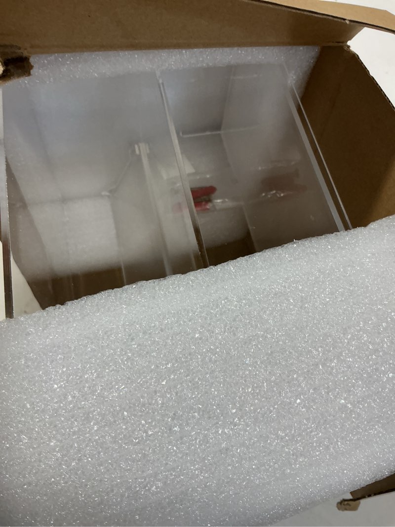 Condition photo showing New/Like New for tampon holder for bathroom feminine product organizer, 2 compartment pad storage case with lid, stand or wall mount lady stuff box for bathroom accessories(transparent,classic style) transparent classic style