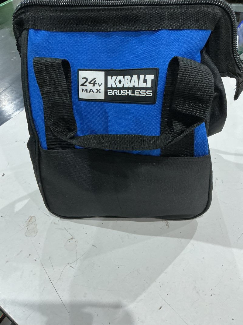 Condition photo showing As Is for (incomplete, missing pieces, no multi tool included)kobalt 24-volt cordless brushless variable speed 17 -piece oscillating multi-tool with soft case