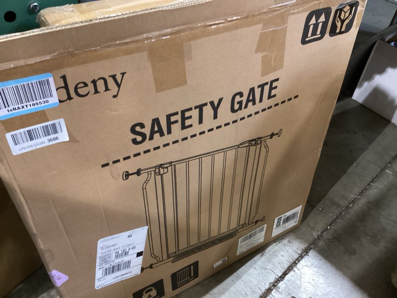 Condition photo showing New/Like New for baby gate no drilling, 29"-40" auto close dog gate indoor for doorways & stairs, pressure mounted adjustable pet gate, easy walk through child gate for children & pets stroller friendly, white