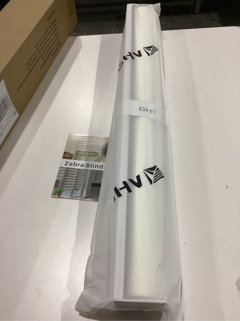 GHV cordless zebra blinds for windows Free stop shades light flitering dual layer light control for day and night (Beige 28x64 in)