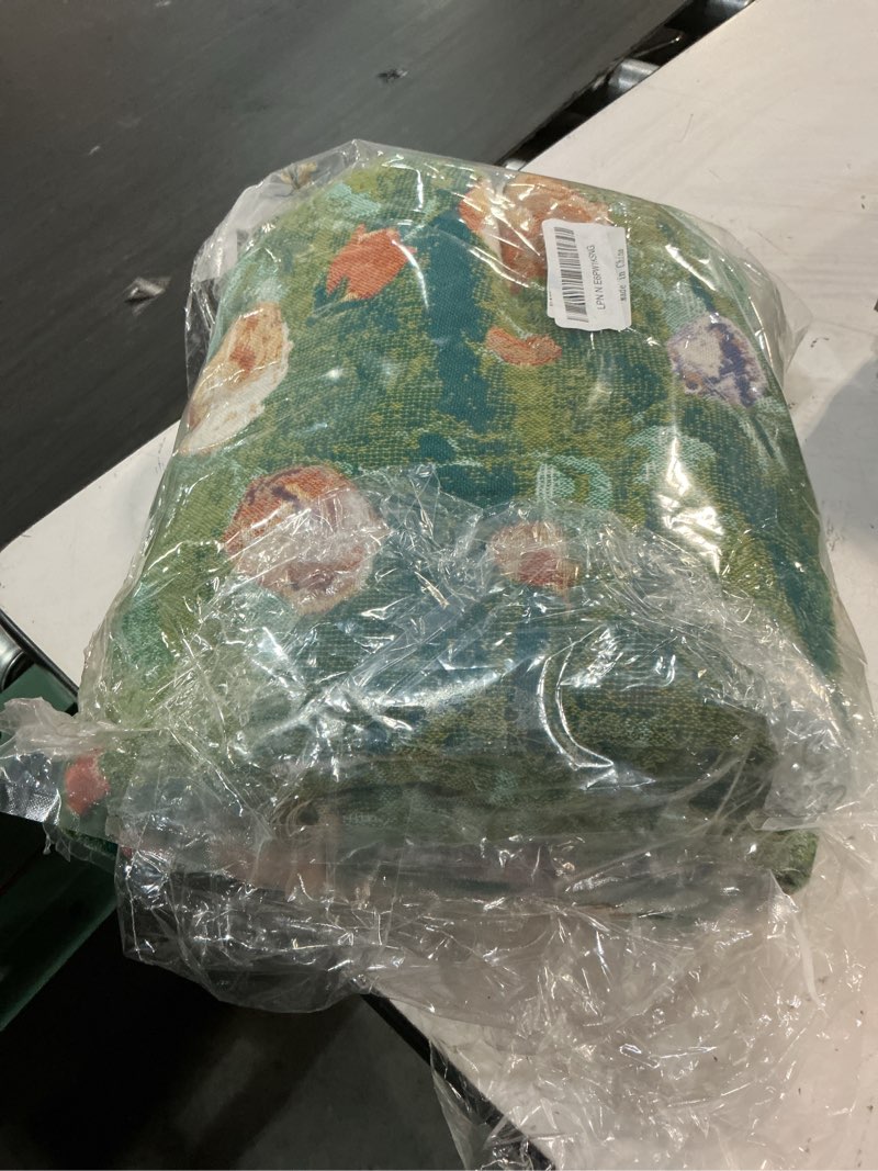 Condition photo showing Good Condition for boho throw blanket - 100% cotton throw blankets for bed couch, 50"x60" soft muslin lightweight summer throw blanket, cozy floral plant printed bohemain bedding decor green throw quilt 30-green garden (50"x60")throw