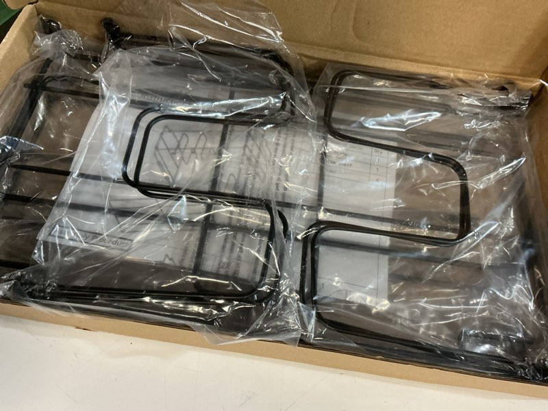 Condition photo showing New/Like New for Food Container Lid Organizer, Large Capacity Adjustable 4 Dividers Detachable Lid Organizer Rack for Kitchen Cabinets, Drawers, Plastic Lid Organizer For Pantry Shelves, Cupboards, Black 1-Tier Black