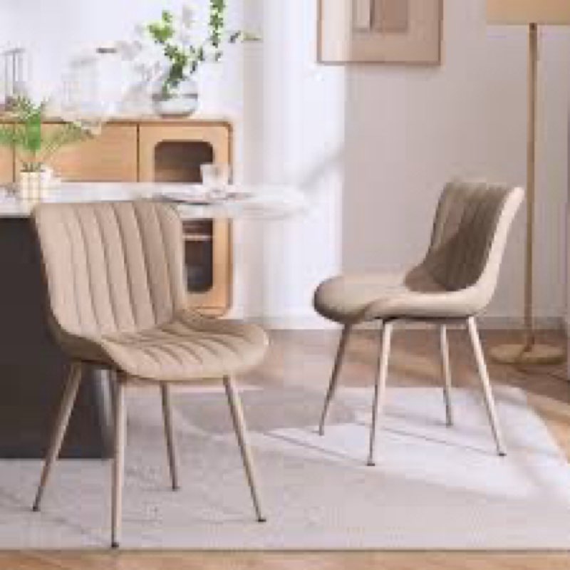 younuoke upholstered dining chair, modern pu leather dining room chair with wood legs, widen backres