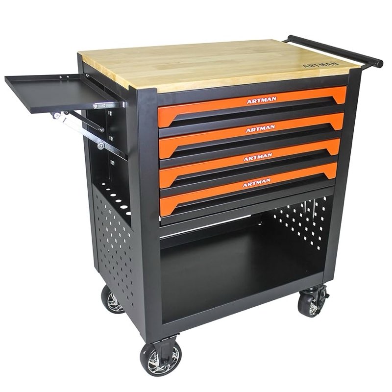 Hipicute 4 Drawers Tool Cabinet, Rolling Tool Chest with Wheels, Multi-Functional Tools Cart with Wo