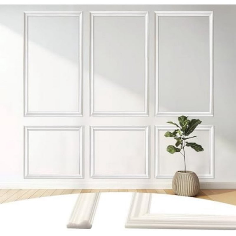 PYOAGT Peel and Stick Wall Molding Kit - 1 Pack 48x54 Inch and 2 Pack 24x54 Pre-Cut White Polymer Pa