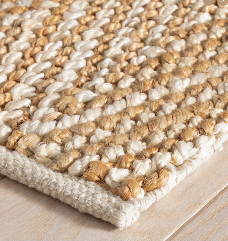 wool and jute herringbone rug, 5' x 8', natural/white