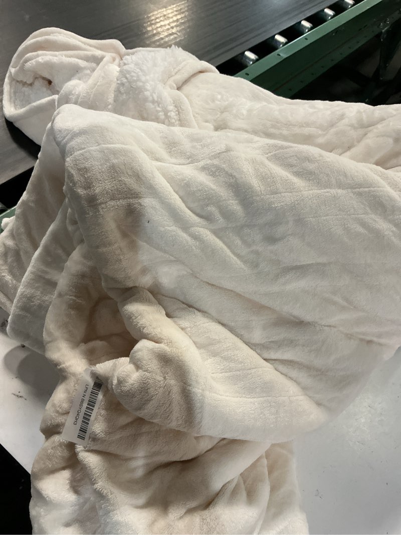 Condition photo showing As Is for electric heated blanket king size 90" x 100" dual-sided flannel & sherpa dual control, lcd display 10 heat levels 1-12h timer auto-off, machine washable warm gift for elderly, white 02-white 90"x100"(king size)