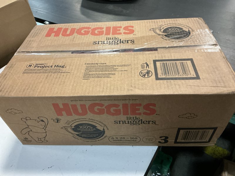 Condition photo showing New/Like New for huggies little snugglers disposable diapers - size 3 - 168ct