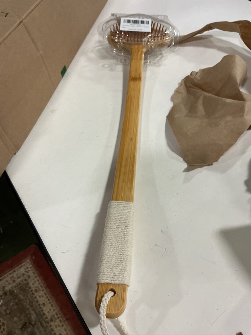 Condition photo showing As Is for Oversized Back Scratcher, Extended Bamboo Scratcher, 22.04" Long Curved Handle; Wider Head; More Larger Scratching Surface, Adults Body Instant Scratcher Christmas Gift for Women and Men. Bamboo Bristles