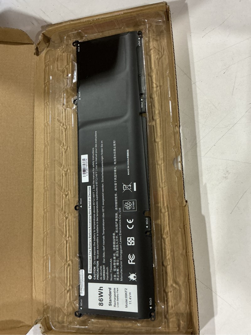 Condition photo showing As Is for fancy buying 69kf2 battery for dell xps 15 9500 9510 9520 9530 m15 r3 r4 r5 r6 r7, m16 r1, m17 r3 r4 precision 5550 5560 5570 inspiron 7510 7610 7620 p87f p91f p45e 0gfj6 vostro 7510 7620-86wh 13.1*3.3*0.28inch