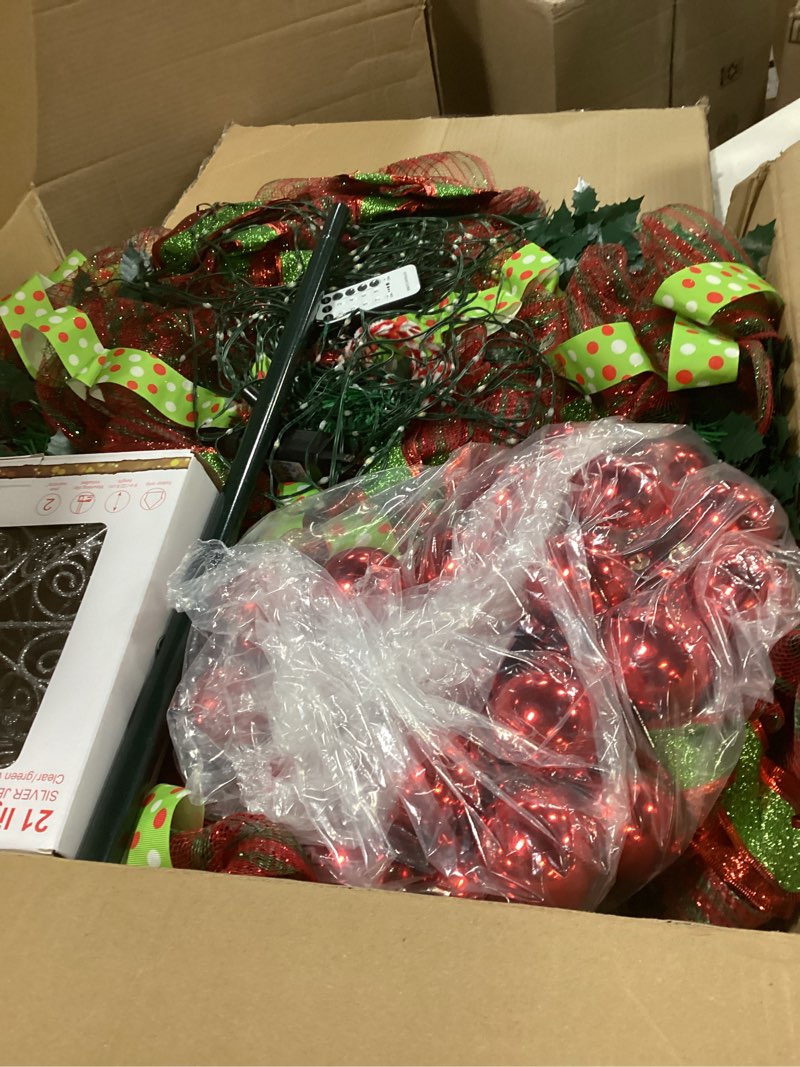 Condition photo showing Good Condition for MARTINE MALL 6FT Whimsical Pop Up Christmas Tree with 8 Mode 180 Warm Lights, Collapsible Foldable Christmas Tree Pull Up Fully Decorated Xmas Trees with 117PCS Christmas Ornaments for Indoor Outdoor