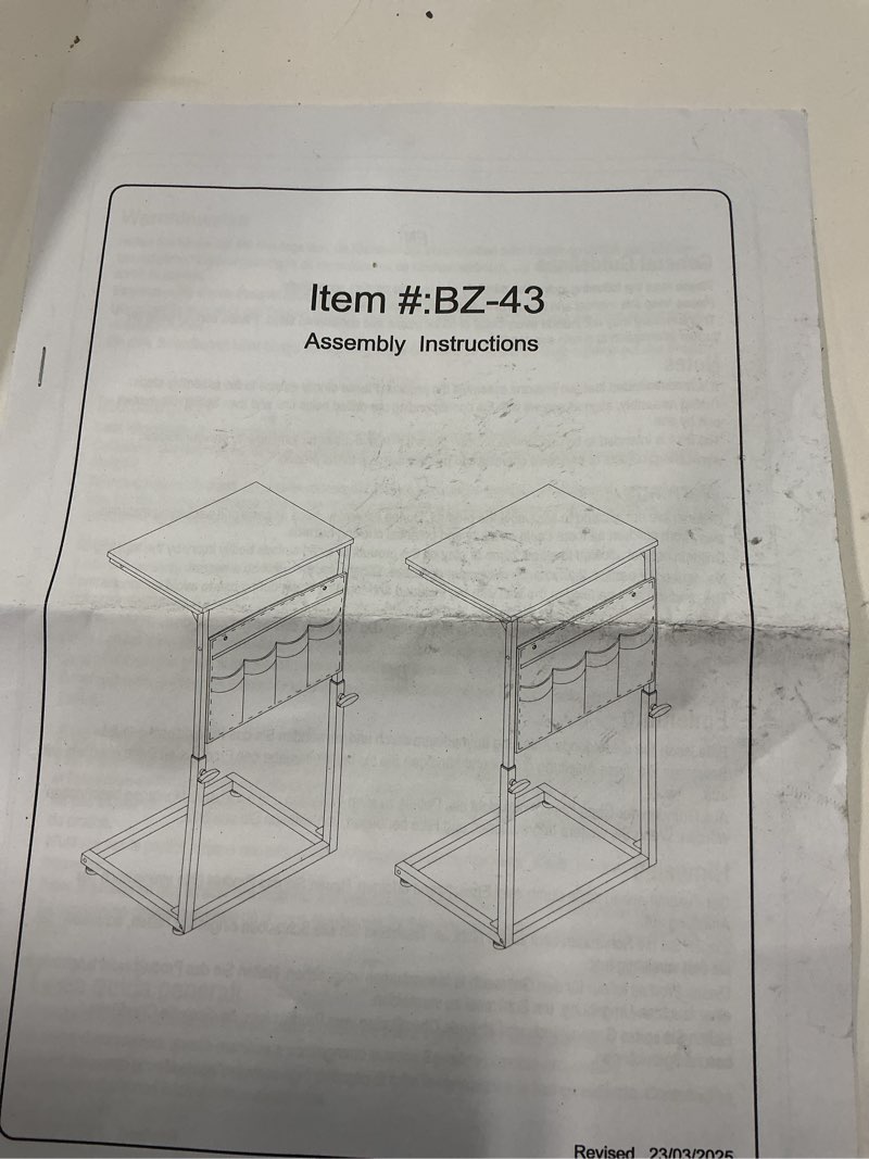 Condition photo showing Good Condition for Similar C Shaped End Table with Charging Station, Adjustable Height Side Table for Couch, Small Sofa Table Laptop Couch Desk, Slide Under Sofa TV Tray Tall Arm C Tables for Living Room Bedroom, Black 1pc Black 16\"D x 12\"W x 17.7-33\"H