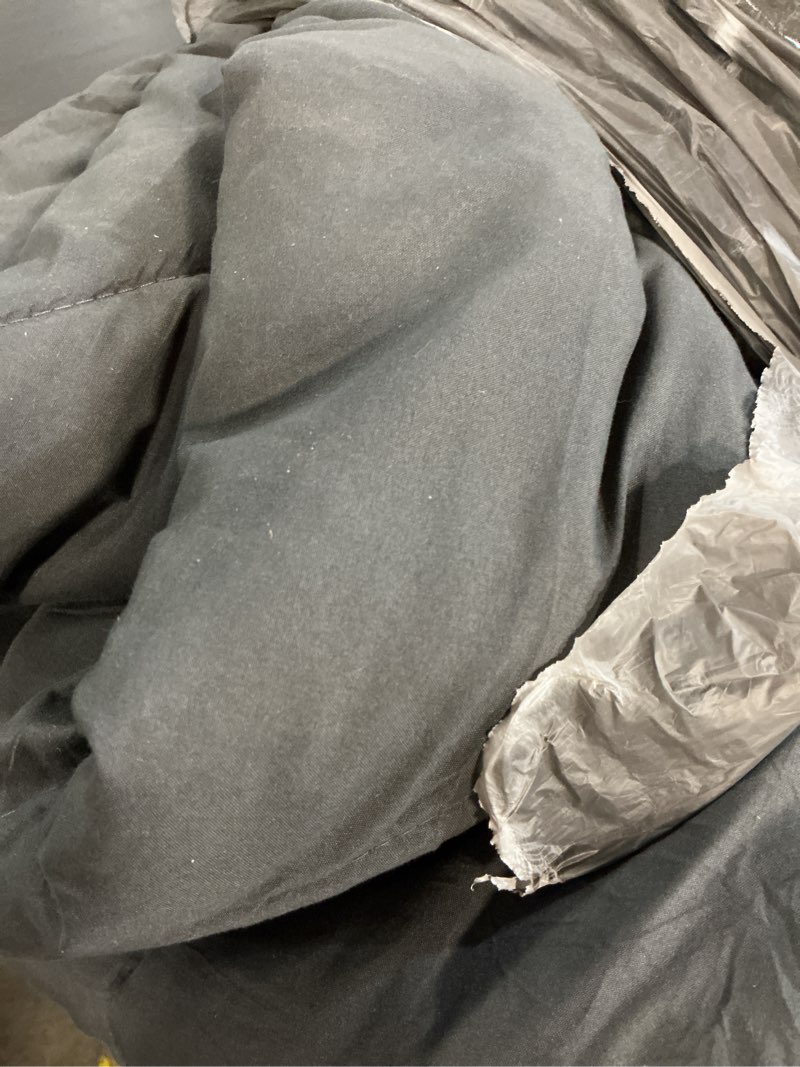 Condition photo showing As Is for CYMULA Queen Size Feather Down Comforter - All Season Dark Grey Duvet Insert, Lightweight Box Stitched, Fluffy Breathable, Ultra Soft Quiet Hotel Style with 8 Tabs(90" x 90") Dark Grey Queen