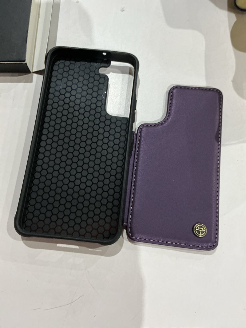 Condition photo showing As Is for vinich for samsung galaxy s22 wallet case with card holder, rfid blocking credit slots kickstand shockproof phone cover fit for galaxy s22 6.1" purple