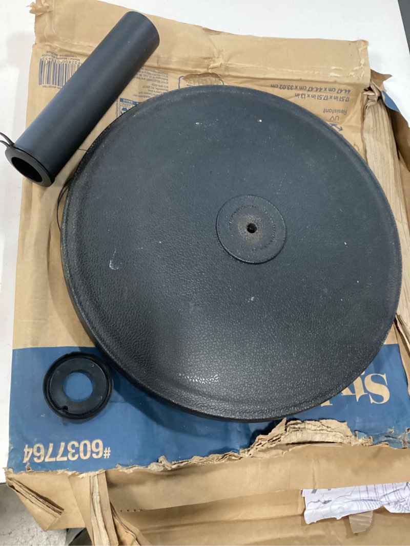 Condition photo showing As Is for style selections 22-lb black hdpe plastic patio umbrella base