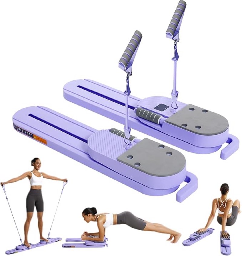 Eolzzi Portable Pilates Reformer Set for Women, Multi-Functional Pilates Exercise Board with Resista