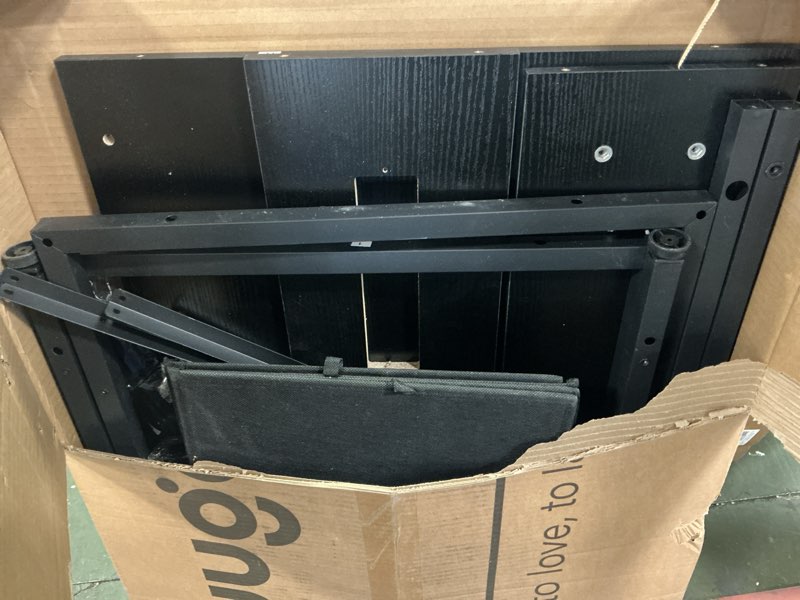 Condition photo showing As Is for Huuger 47 Inch Computer Desk with Power Outlets and LED Lights, Gaming Desk with 4 Drawers, Office Desk with Monitor Stand, Study Work Home Office, Small Spaces, Black 47 inch Black