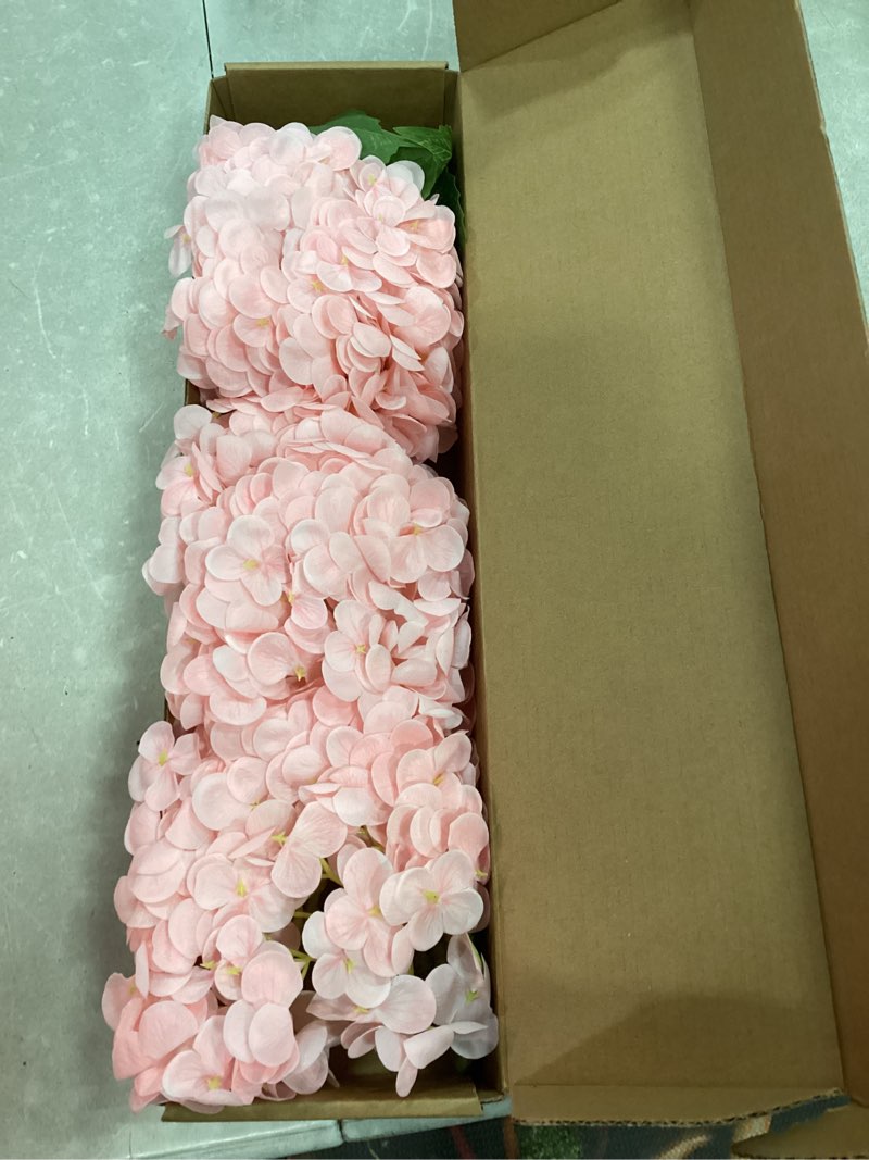 Condition photo showing Good Condition for waipfaru 21" real touch hydrangea artificial flowers with long stem & leaves, full latex faux hydrangea flowers for home decor party floral arrangements wedding bouquets centerpieces(pink, 3pcs) pink 3pcs